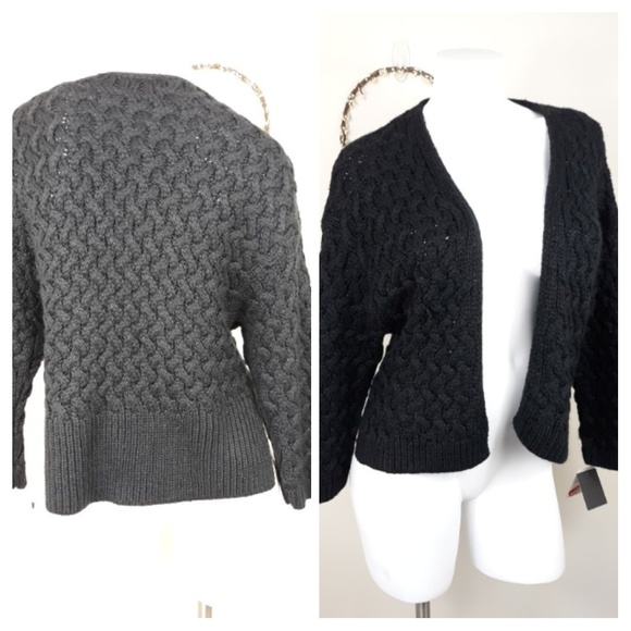 NWT Valette Size S Open Cardigan Sweater Black Tex - Picture 2 of 5
